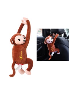 Generic Cute Plush Monkey tissue Box Car Tissue Holder Hanging Cartoon  Napkin Box Tissue Storage for Car Home Bathroom  - Image 1
