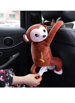 Generic Cute Plush Monkey tissue Box Car Tissue Holder Hanging Cartoon  Napkin Box Tissue Storage for Car Home Bathroom  - Image 3