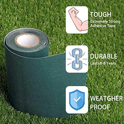 TYLife Double-Sided Artificial Grass Tape,6" x33' Self-Adhesive Synthetic Turf Seam Carpet Tape for Jointing Fake Green Lawn,Mat Rug,Connecting Garden Pet Rug - Image 4