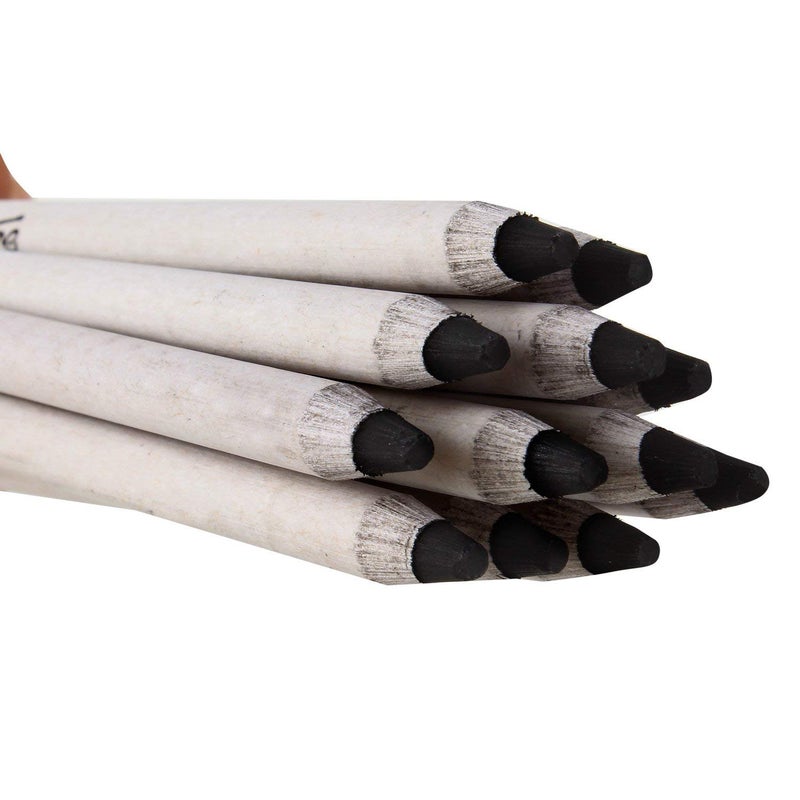 Definite Art Black Charcoal Pencils (Dark Black, Soft)(Pack of 6 with (Charcoal Pencils with Paper Stumps/Art Blender Graphite & Charcoal Pencils) - Image 2
