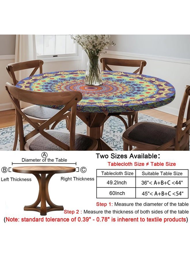 Opstellen Fitted Round Tablecloth Small Mandala Waterproof Patio Table Cloths for 36-44" Tables Travel Vacation Camper Accessories Outdoor Road Trip Must Haves New Home Living Room House Decorations - Image 2