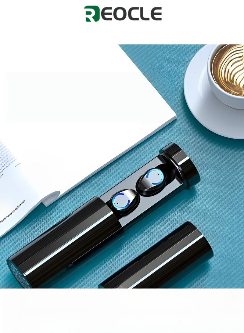 REOCLE Wireless Earbuds Bluetooth 5.1 Headphones Wireless Charging Case with a Bright Flashlight Waterproof Stereo Earphones with LED Power Display & Touch Control & HIFI Sound Quality - Image 1