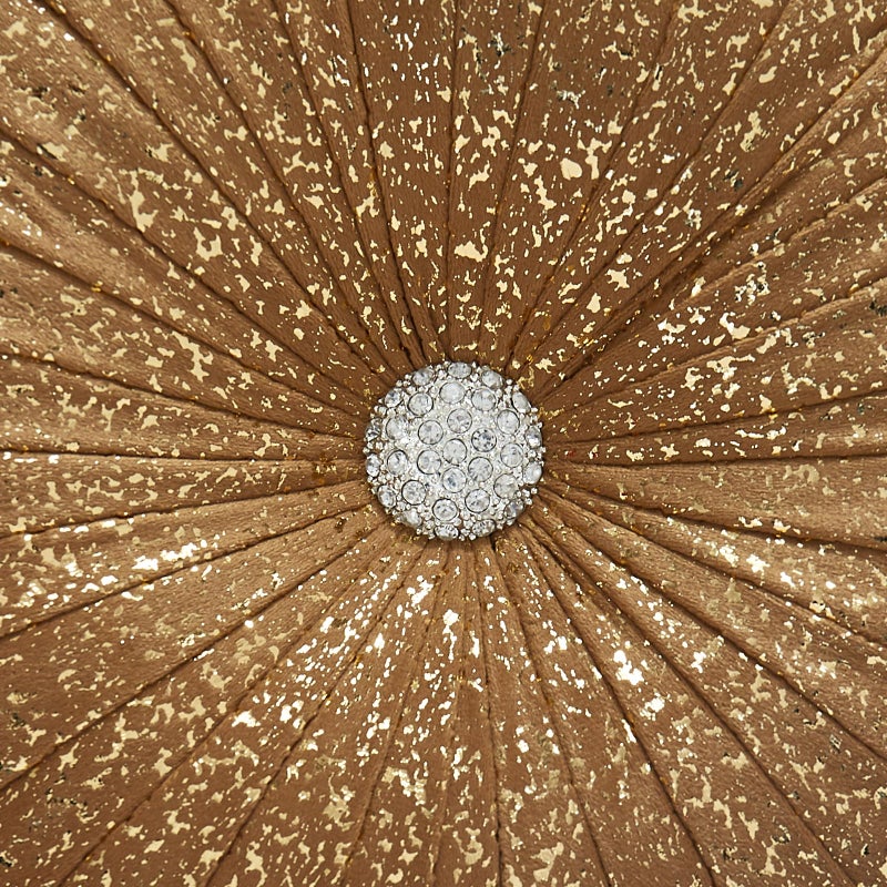 EUCIOR Round Throw Pillows,Brown Throw Pillows,Gold and Brown Decorative Pillow,Pumpkin Pleated Handmade Round Velvet Decorative Pillow for Sofa Bedroom Livingroom - Image 2