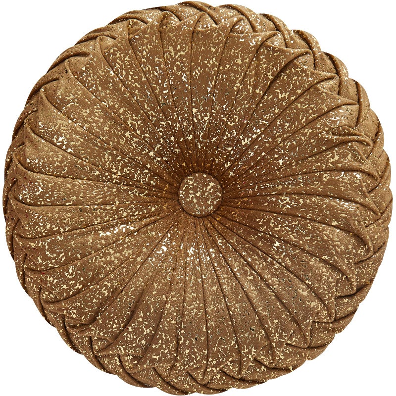 EUCIOR Round Throw Pillows,Brown Throw Pillows,Gold and Brown Decorative Pillow,Pumpkin Pleated Handmade Round Velvet Decorative Pillow for Sofa Bedroom Livingroom - Image 4