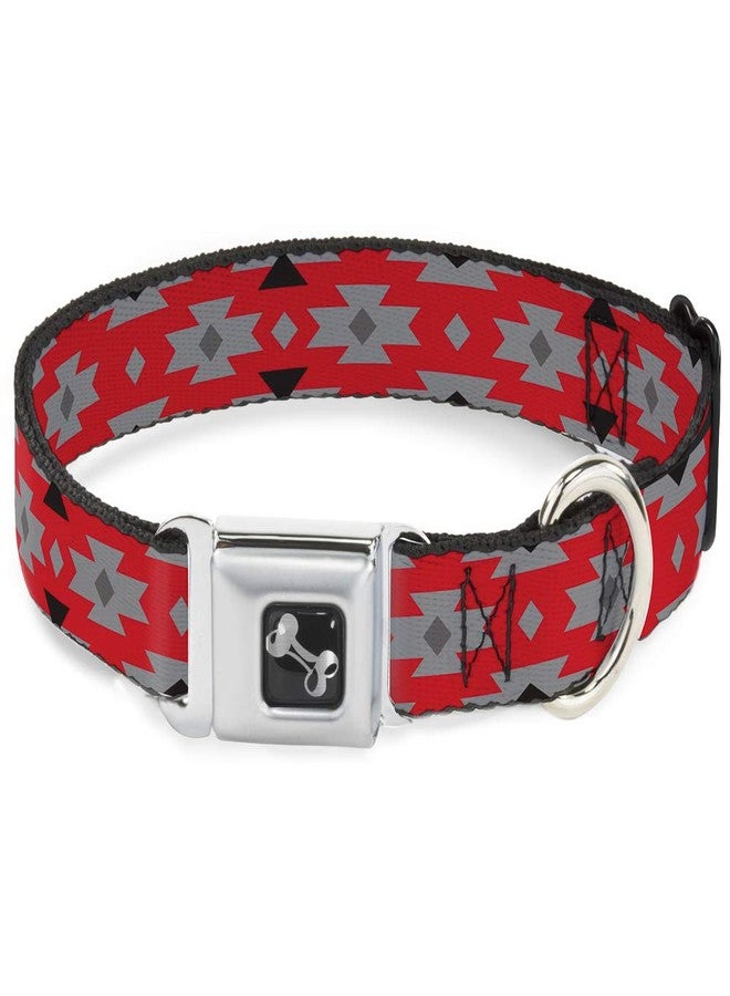 Buckle Down Dog Collar Seatbelt Buckle Navajo Gray Red Gray Black 16 to 23 Inches 1.5 Inch Wide - Image 1