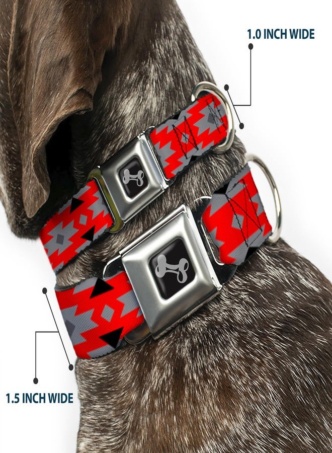 Buckle Down Dog Collar Seatbelt Buckle Navajo Gray Red Gray Black 16 to 23 Inches 1.5 Inch Wide - Image 2
