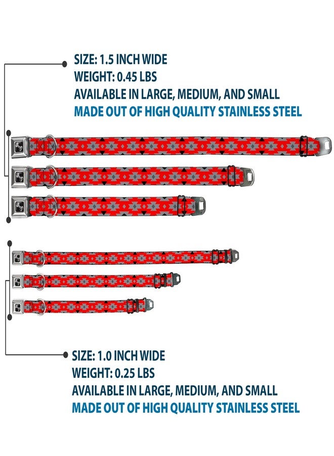 Buckle Down Dog Collar Seatbelt Buckle Navajo Gray Red Gray Black 16 to 23 Inches 1.5 Inch Wide - Image 3
