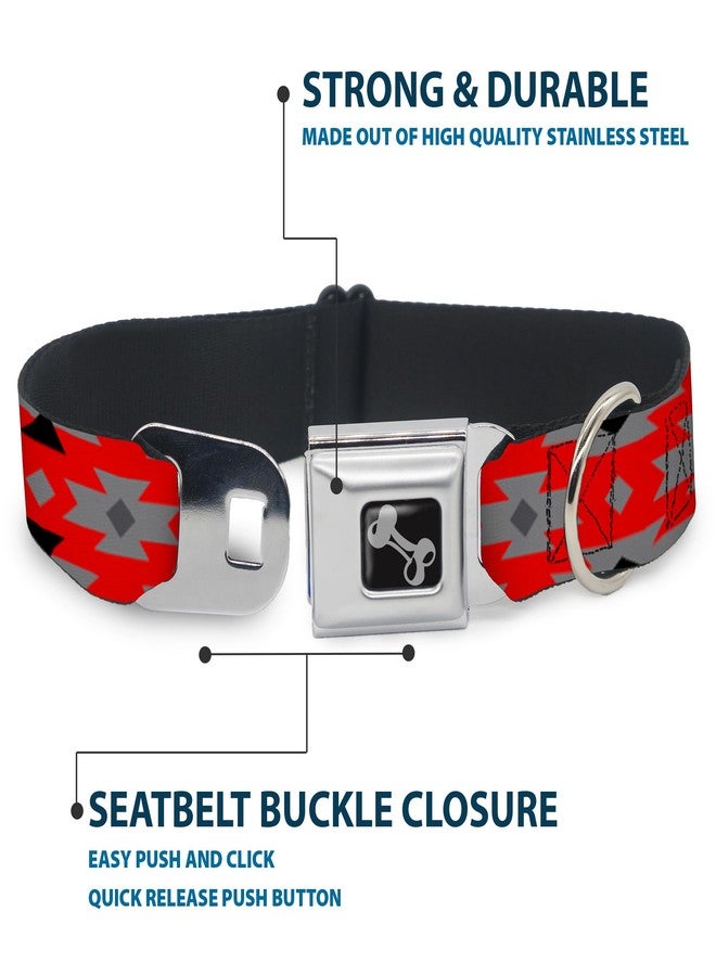 Buckle Down Dog Collar Seatbelt Buckle Navajo Gray Red Gray Black 16 to 23 Inches 1.5 Inch Wide - Image 4