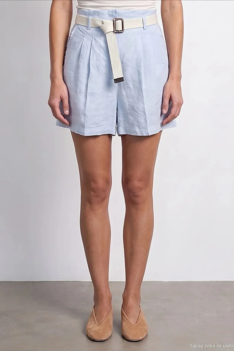 Dilvin Baby Blue DILVIN Linen Shorts for Women | Best Price UAE