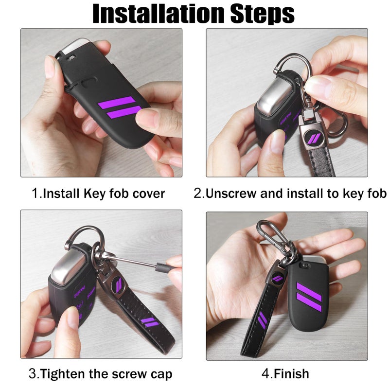 YOSRTER Key Fob Cover with Keychain for Dodge Charger Durango Challenger Journey Dart Remote Control Key Fob Protect Shell Key Holder for Dodge Accessories (Purple Trim) - Image 5