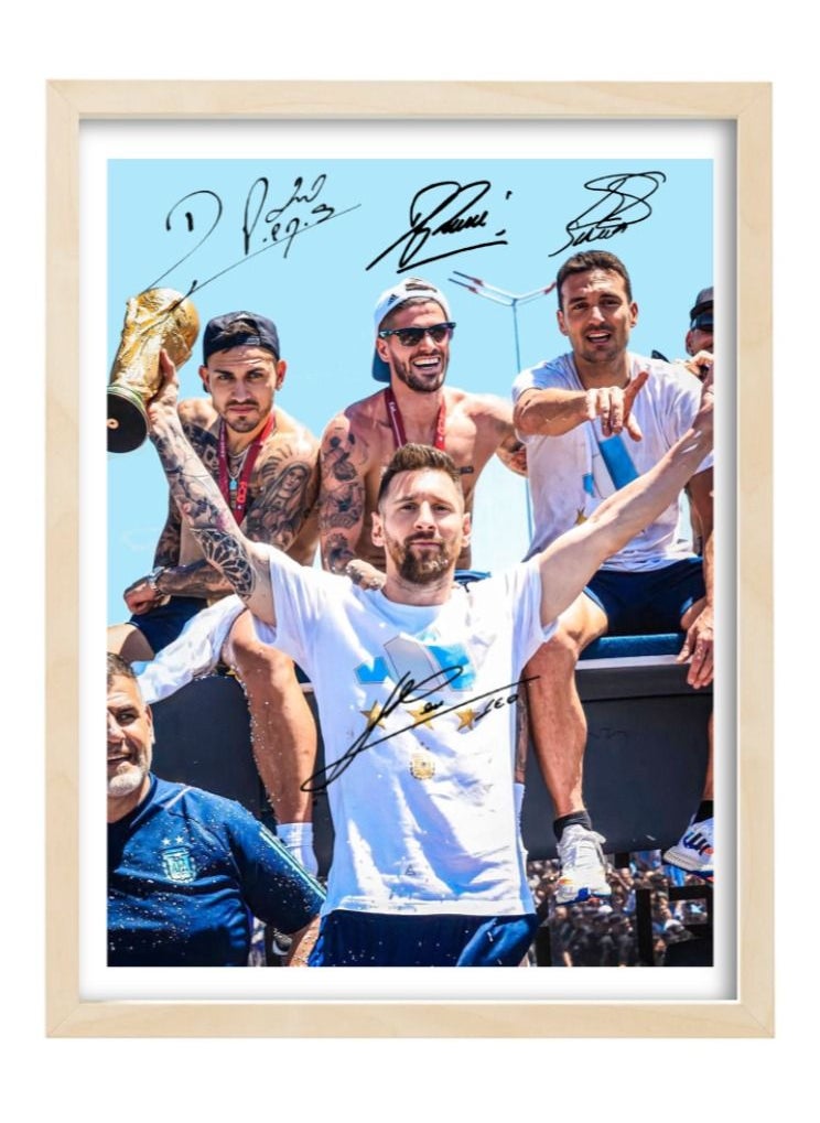 Boomah Accessories - Lionel Messi - Paredes - De Paul  Argentina Champion Autographed Poster with Frame 30x40cm - Image 1