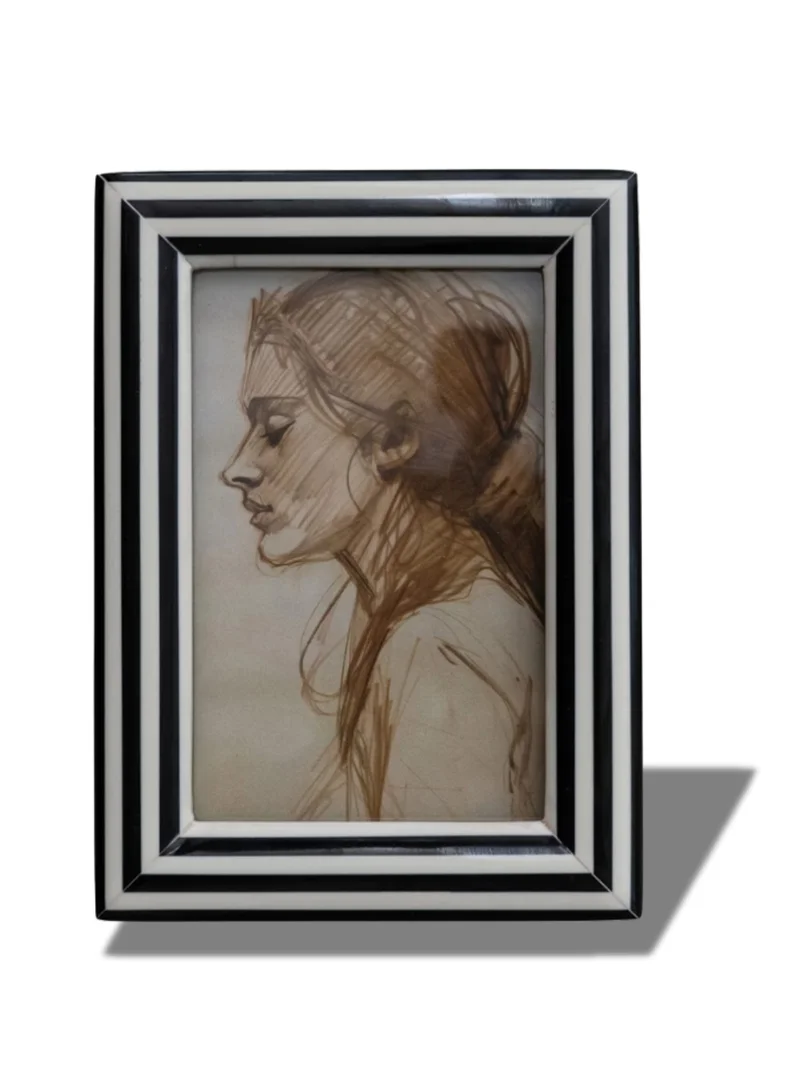 The Saffron Souk Black &amp; White Striped Photo Frame