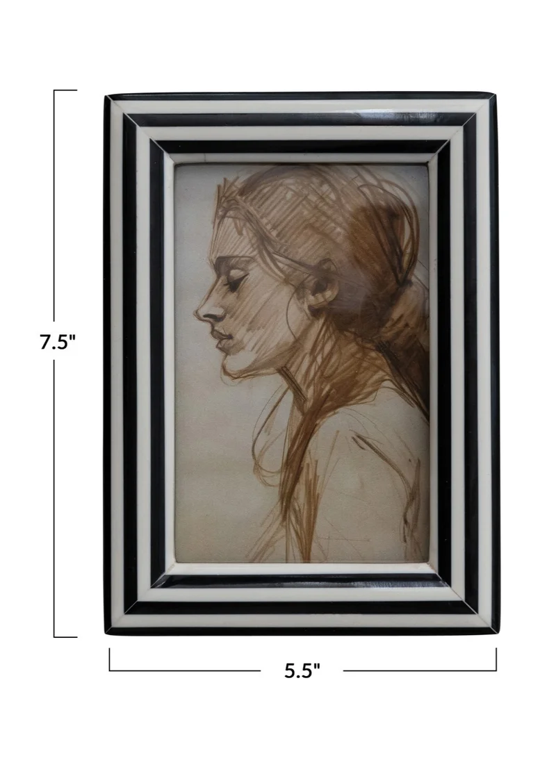 The Saffron Souk Black &amp; White Striped Photo Frame