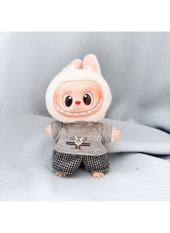 LABUBU 17cm Rabu Bu Plush Doll Clothes Pendant - Simple Sakura Outfit Keychain (Clothes Only) 