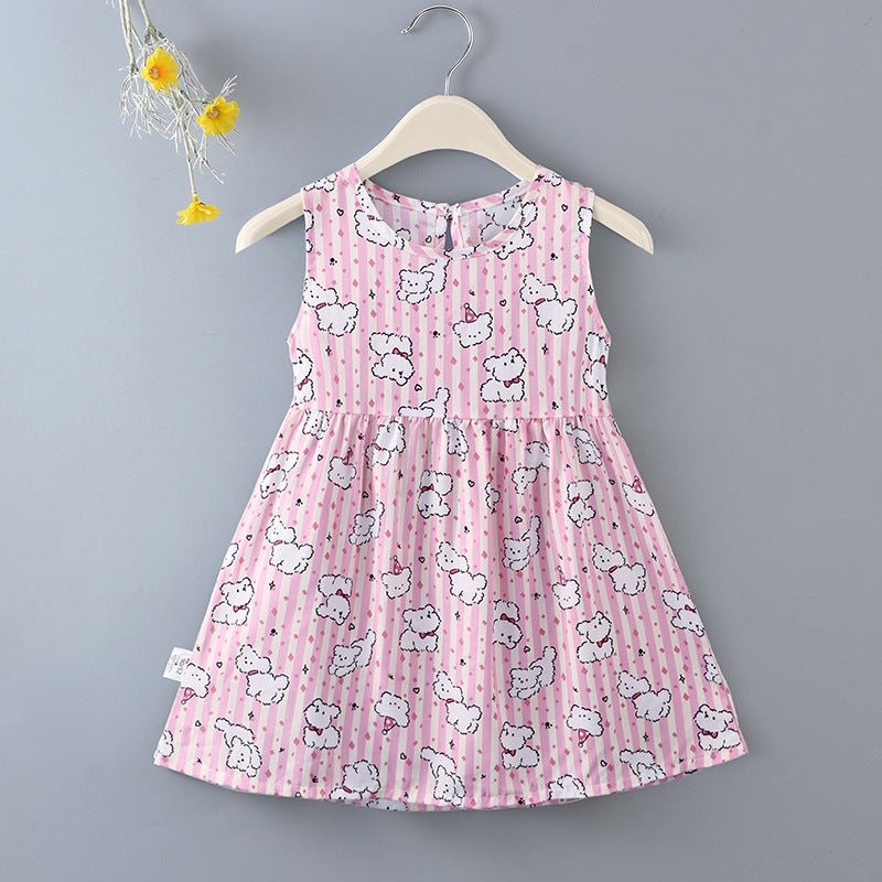 Girl's dress Summer Floral Princess Dress Beach Dress 2025 New Cotton Vest Dress Children'S A- Line Dress - Image 1