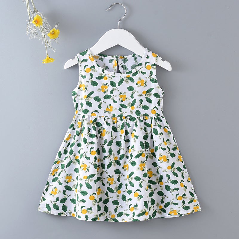 Girl's dress Summer Floral Princess Dress Beach Dress 2025 New Cotton Vest Dress Children'S A- Line Dress - Image 2