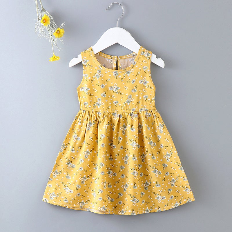 Girl's dress Summer Floral Princess Dress Beach Dress 2025 New Cotton Vest Dress Children'S A- Line Dress - Image 3