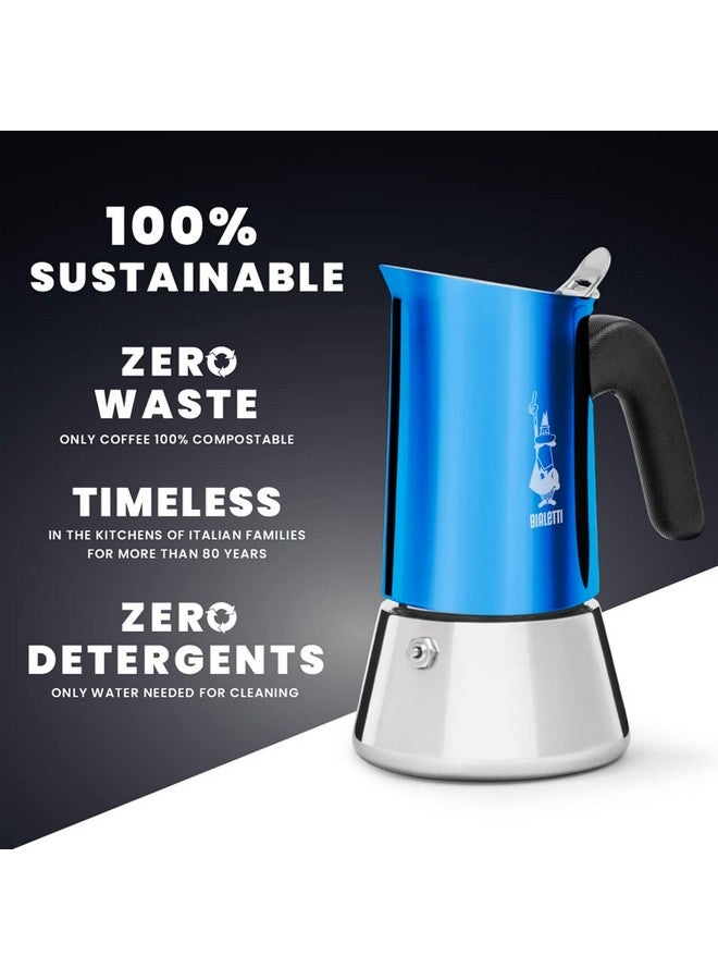 BIALeTTI Bialetti New Venus Induction, Stovetop Coffee Maker, 18/10 Steel ; Suitable for Induction and Gas Stove (4 Cup Blue)  - Image 5