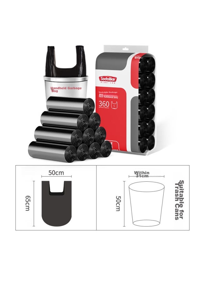 Sodolike 360 Black 1 Micron Thick Garbage Bags, 50*65cm, 12 Rolls, Perforated Handle, For Home Use - Image 5