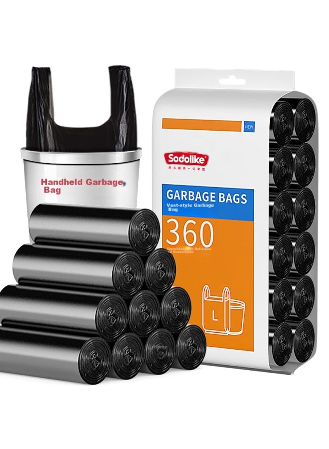 Sodolike 360 Black 1 Micron Thick Garbage Bags, 50*65cm, 12 Rolls, Perforated Handle, For Home Use - Image 1