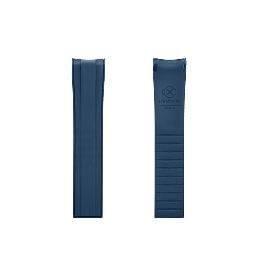 INO Design StrapXPro(SBX1A) Watch Band 20mm Rubber Curved End Dive Watch Strap Replacement for Seiko Prospex MM200/ MM200GMT Automatic Diver's watches SPB187, SPB299, SPB381,etc. (Navy Blue with Black Clasp) - Image 2