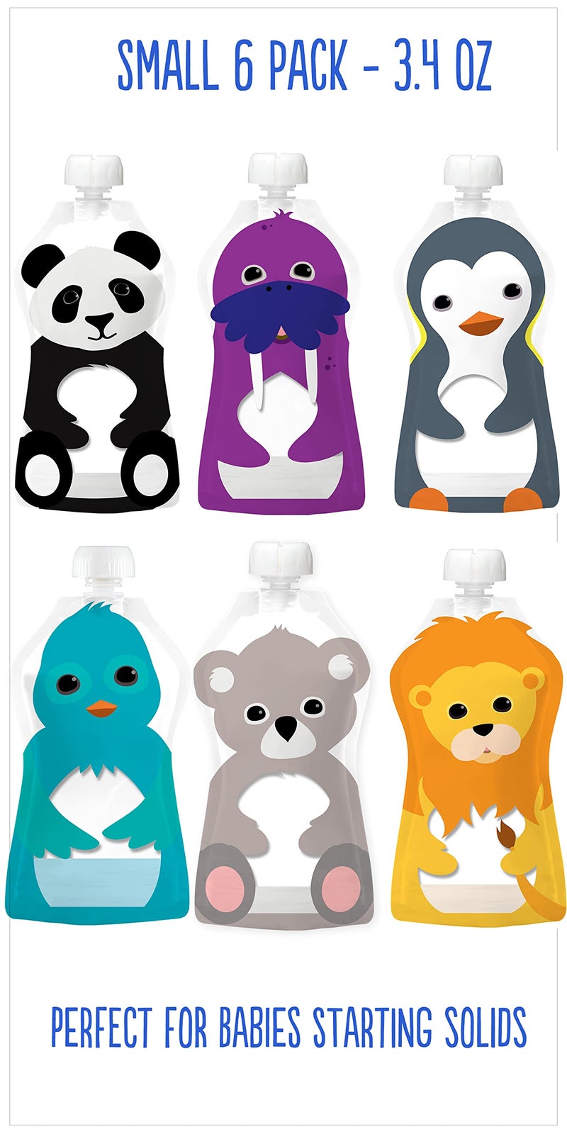 Squooshi Reusable Baby Food Pouches for Toddlers | BPA Free Plastic, Food Safe, Freezer Safe | Refillable for Applesauce Yogurt & Puree Squeeze Pouch | 6 Pack | 3.4 oz - Image 2