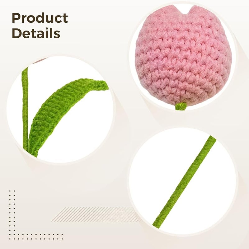 Handcrafted Crochet Flowers Set Of 6 For Home Decoration Mothers Day Gift - Image 3