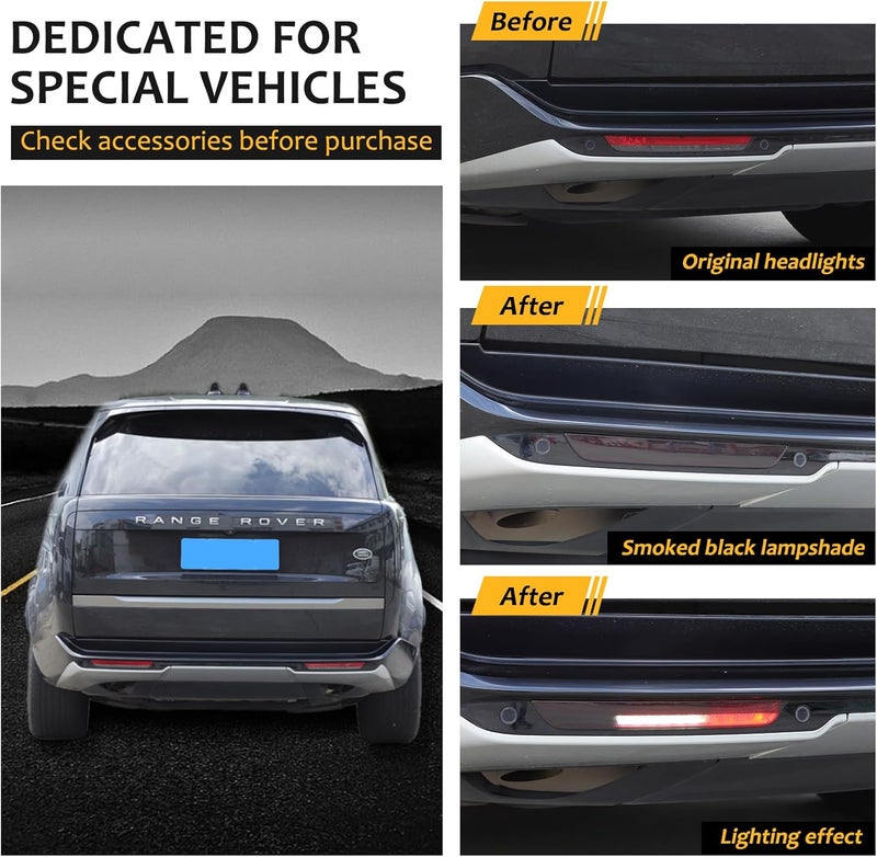 Bekantogy Car Rear Bumper Fog Lamp Light Cover for Land Rover Range Rover Vogue 2023-2024+ Smoked Black - Image 2