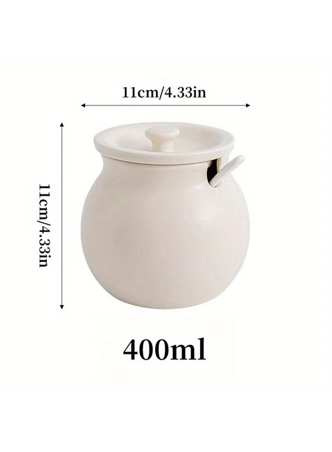 Green Ceramic Butter Containers With Lids 400ml Set For Kitchen Salt Sugar Chili Oil Storage - Image 4