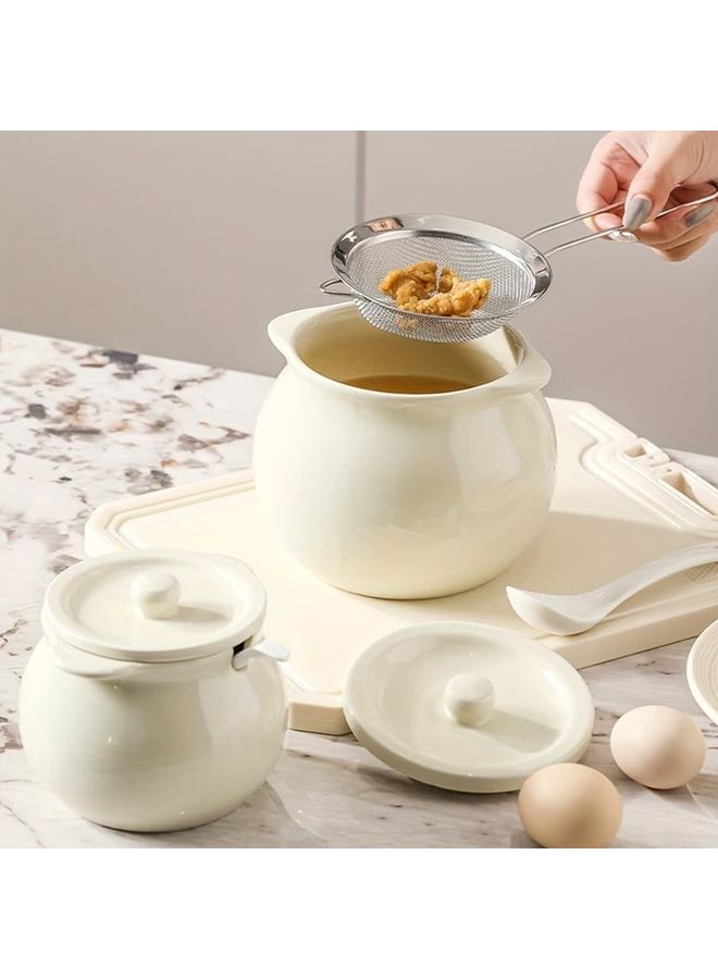 Green Ceramic Butter Containers With Lids 400ml Set For Kitchen Salt Sugar Chili Oil Storage - Image 2