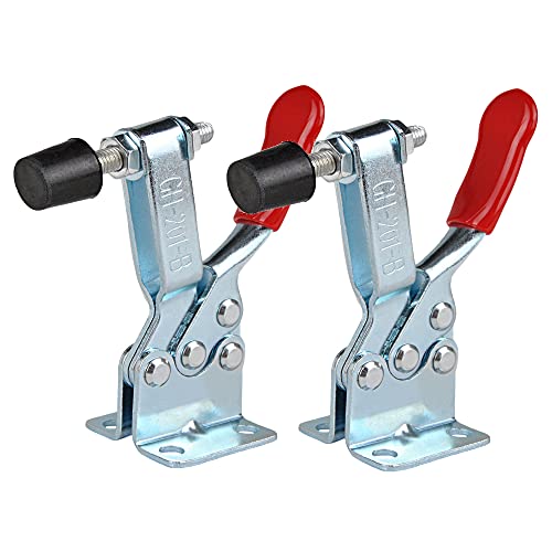 E-TING 2pcs Hand Tool 201B Toggle Clamp 198Lbs Antislip Red Horizontal Clamp 201-B Quick Release Tool - Image 1