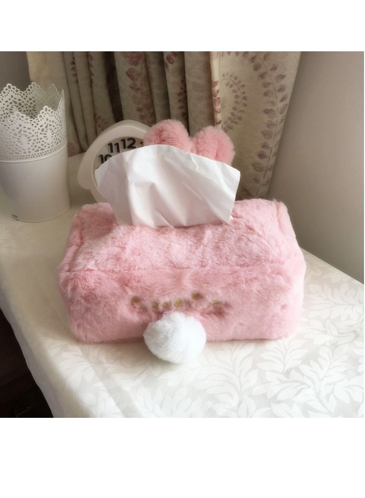 Loquat Rabbit Ears Plush Tissue Box Pink - Image 2