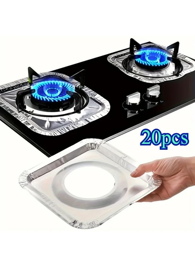 20pcs Round Disposable Aluminum Foil Stove Burner Covers for Gas and Electric Stoves - Image 1