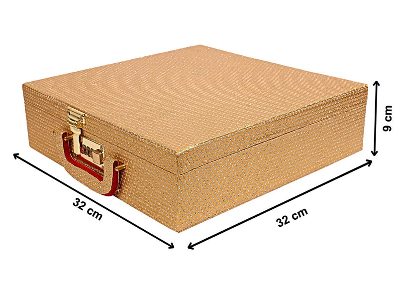 Kuber Industries Kuber Industries Stone Design Wooden 4 Rod Bangle Storage Box With Mirror & Numer Lock System (Gold)-HS_38_KUBMART20952  - Image 5