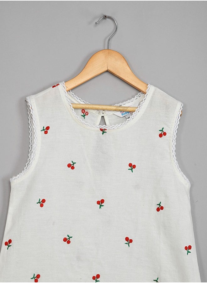 babyqlo Cherry embroidered long tail cotton top with short set for girls  - Image 5