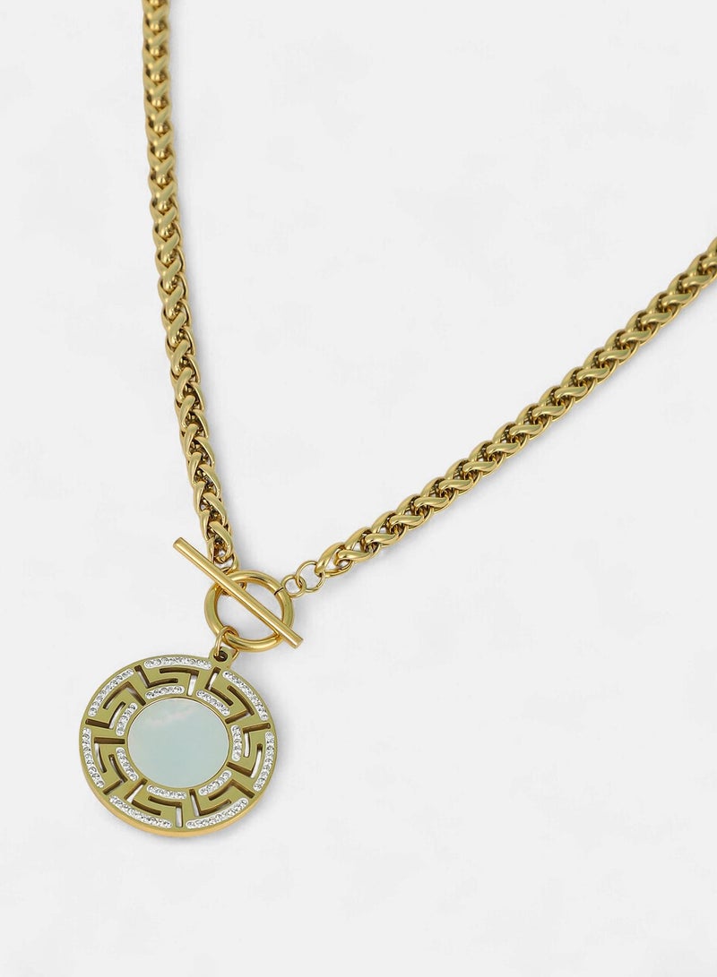 SOHI Women The Greek-Medalin Pendant Necklace | California  Colour | One-Size | Artificial Stone Alloy Material | Interlock Closure | Necklace For Casual & Evening Wear - Image 5