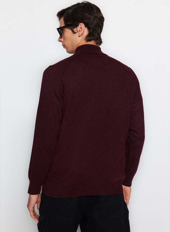 trendyol Claret Red Slim Fit Wool Half Turtleneck Basic Knitwear Sweater - Image 5