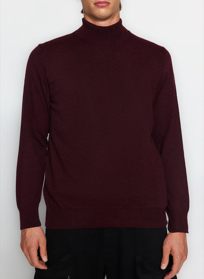 trendyol Claret Red Slim Fit Wool Half Turtleneck Basic Knitwear Sweater - Image 4