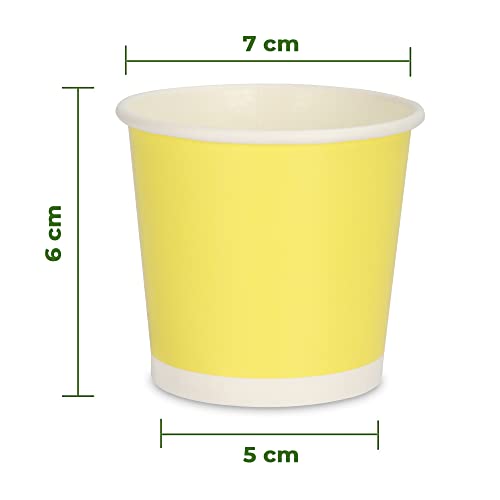 e kysa basics Paper Disposable Tea/Coffee Cups, Set of 50 pcs, 200 ml - Yellow - Image 2