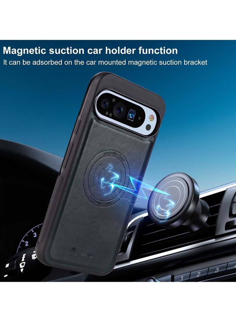 Wallet Case for Google Pixel 9 Pro XL, Magsafe Compatible Magnetic Case, Premium PU Leather Slim Shockproof Protective Phone Case, Removable with Card Clip Holder - Image 2