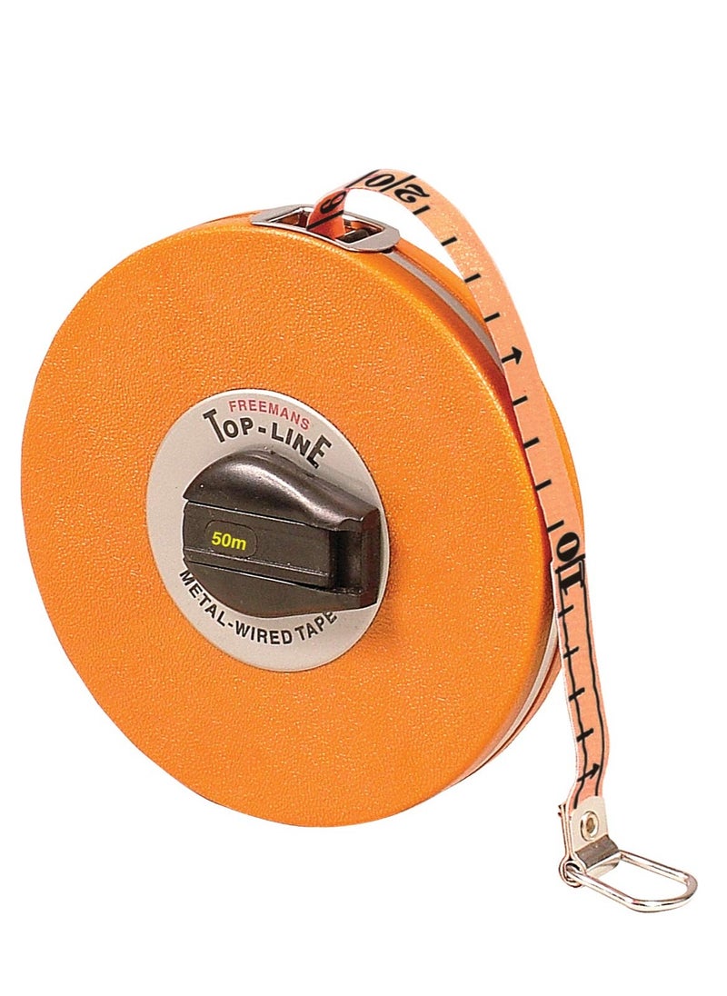 FREEMANS FREEMANS Top Line 50m:16mm Metal Wired Measuring Tape - 50m/165ft || Case Reinforced with Stainless Steel Band || Durable Winding Mechanism Handle and Stainless Steel Mouth with End Hook  - Image 1