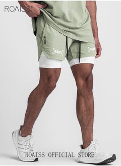 roaiss Five-Point Sports Shorts Fake Two-Piece Quick Drying Double Layer Basketball Pants Anti-Light Running Fitness Summer  - Image 2