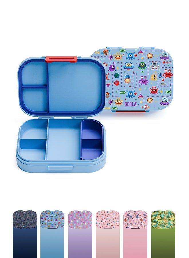 BEOLA Bento Box with 5 Compartments, BPA Free Plastic Lunch Container, Leakproof School Tiffin Lunch Box with Lid, Snack Organizer, Lightweight Food Storage (Gaming) - Image 1