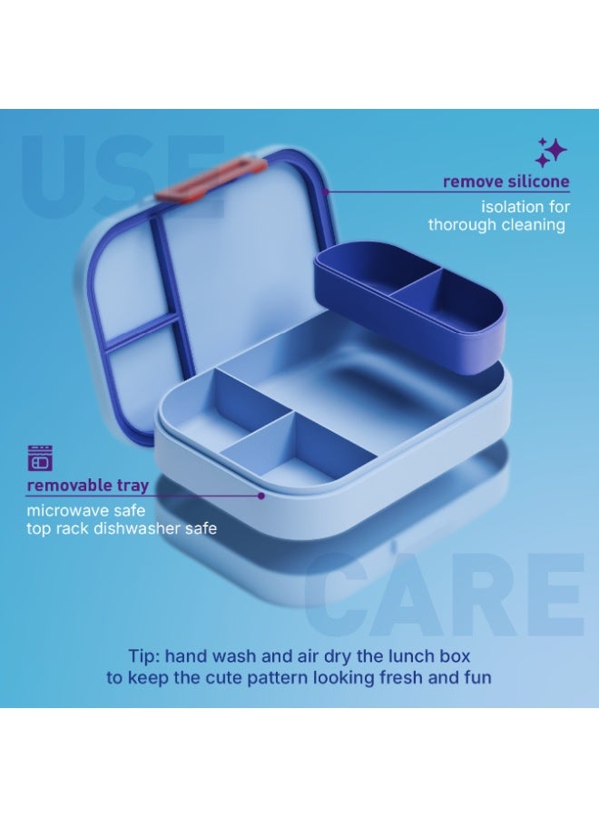 BEOLA Bento Box with 5 Compartments, BPA Free Plastic Lunch Container, Leakproof School Tiffin Lunch Box with Lid, Snack Organizer, Lightweight Food Storage (Gaming) - Image 4