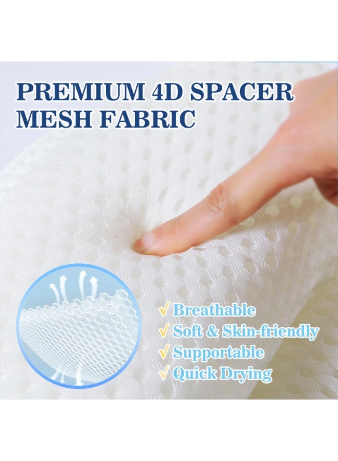 كيلا وسادة حمام، وسادة حوض استحمام، وسائد حمام فاخرة لدعم الرقبة والظهر، مسند رأس وسادة حوض الاستحمام مع نسيج شبكي ناعم رباعي الأبعاد وأكواب شفط مانعة للانزلاق، إكسسوارات حمام مريحة وهدايا سبا - Image 4