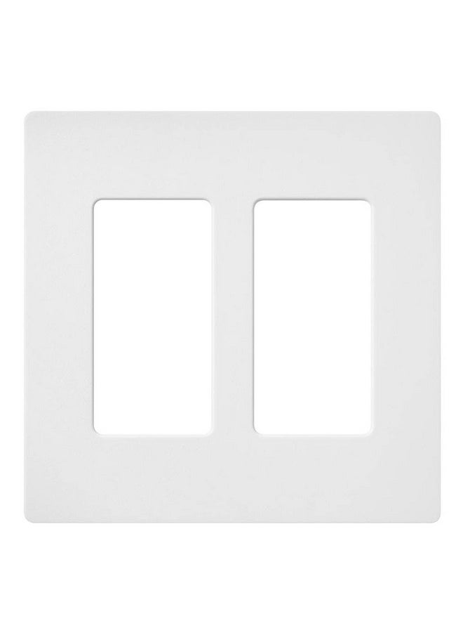 LUTRON Lutron Claro 2 Gang Decorator/Rocker Wallplate, For Light Dimmers, Switches and Accessories, Snap-On Installation, No Visible Screws, Satin, SC-2-SW, Snow  - Image 1