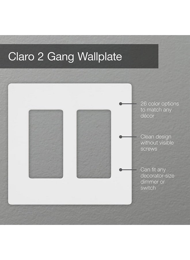 LUTRON Lutron Claro 2 Gang Decorator/Rocker Wallplate, For Light Dimmers, Switches and Accessories, Snap-On Installation, No Visible Screws, Satin, SC-2-SW, Snow  - Image 5