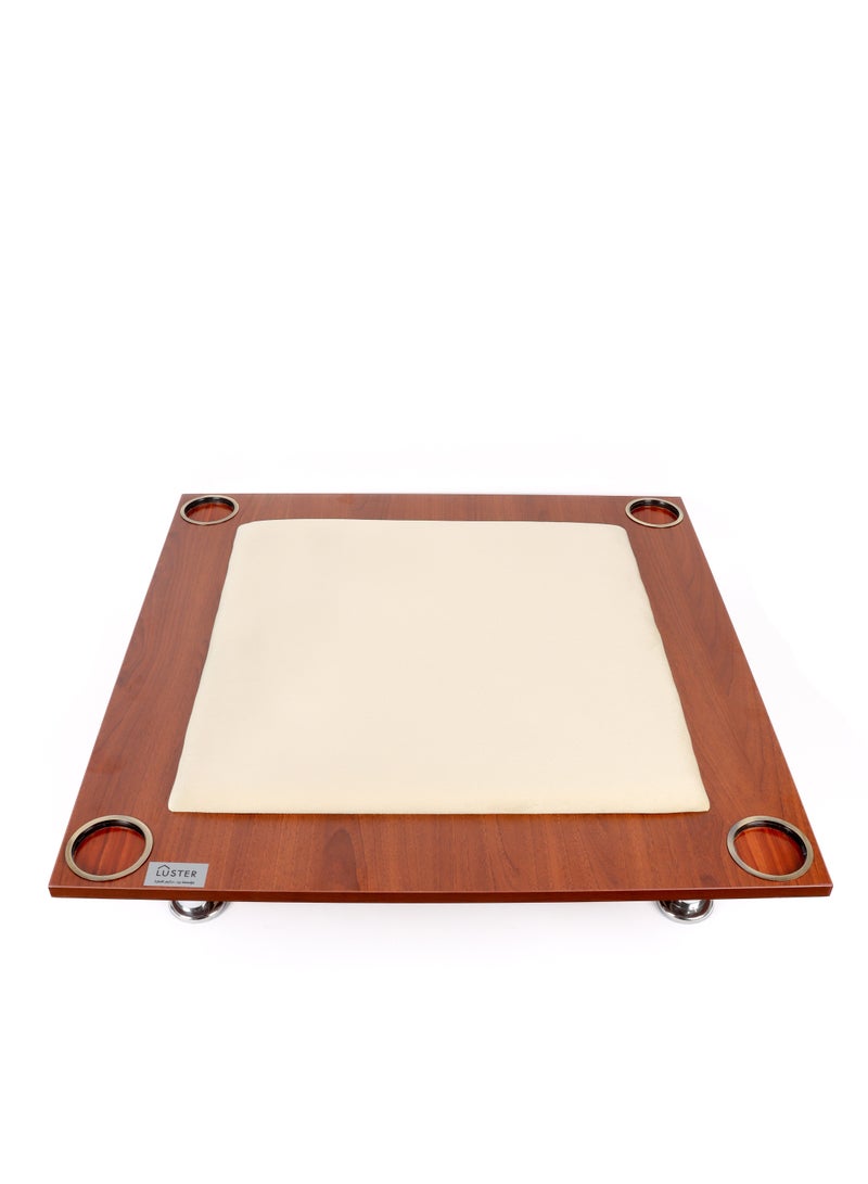 LUSTER Baloot cards Floor Table Beige Sadu with cup holder  - Image 1