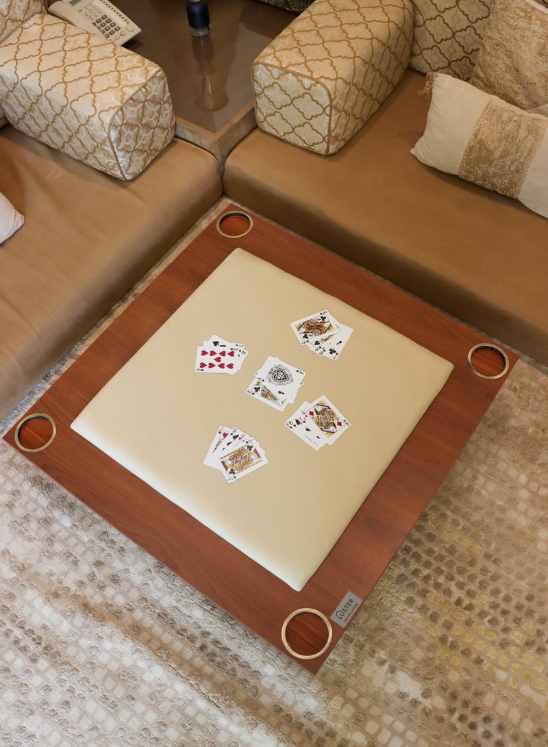 LUSTER Baloot cards Floor Table Beige Sadu with cup holder  - Image 4