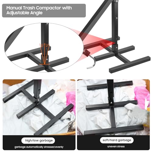 BINGOX Manual Trash Compactor, Waste Recycling Hand Tool for Outdoor Use, Touchless Bin Compactor for 120-660L Wheelie Bins, Iron Compacting Trash Can - Image 2